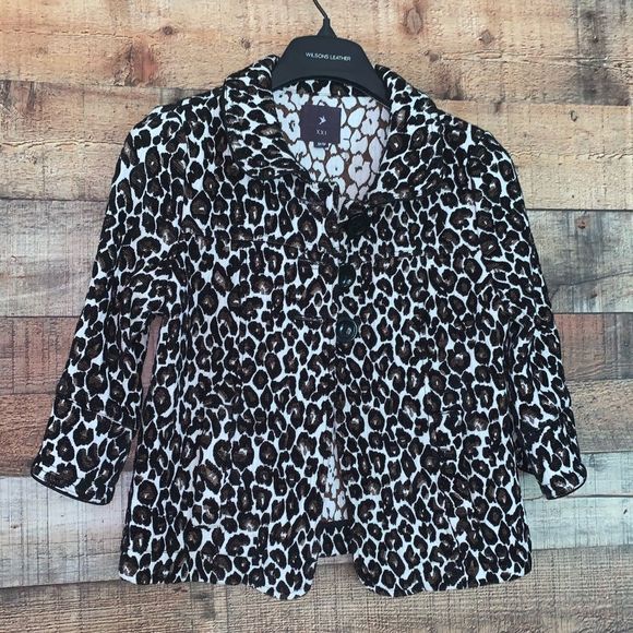XXI leopard‎ print jacket, size medium - Picture 1 of 13